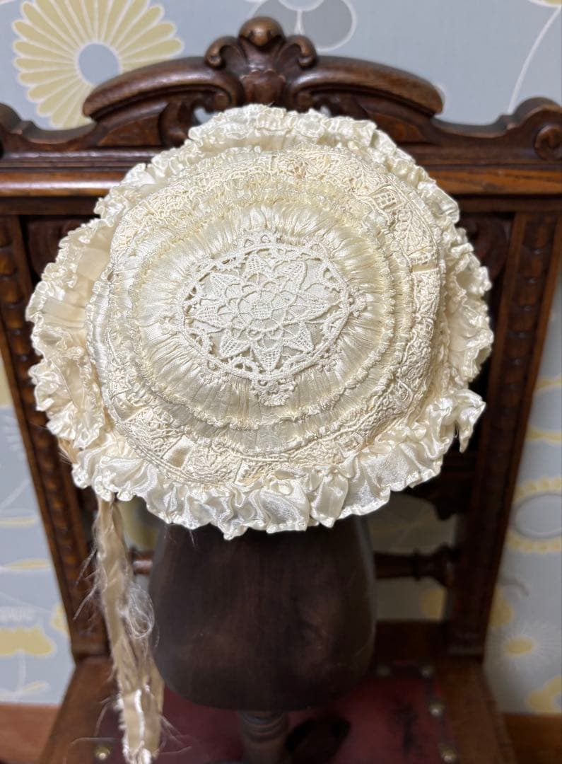 セール中　アンティークビスクドール ドレス　大きいドール用　ボネセット