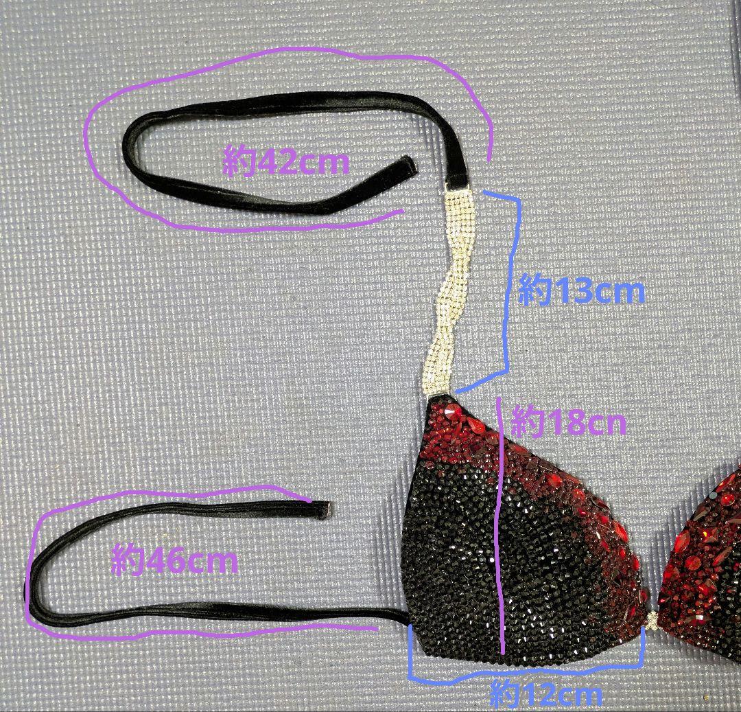 ボディフィットネス競技用コンテスト用ビキニ(黒・赤) APF JBBF等