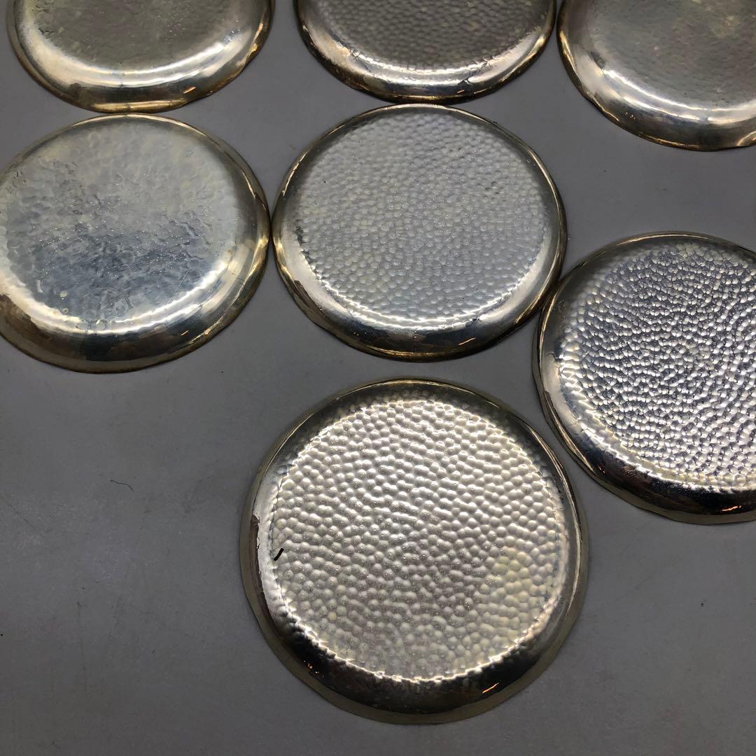 木箱入り槌打ちシルバーハンマード仕上げ小皿茶菓子プレート10cm 銘々皿11枚