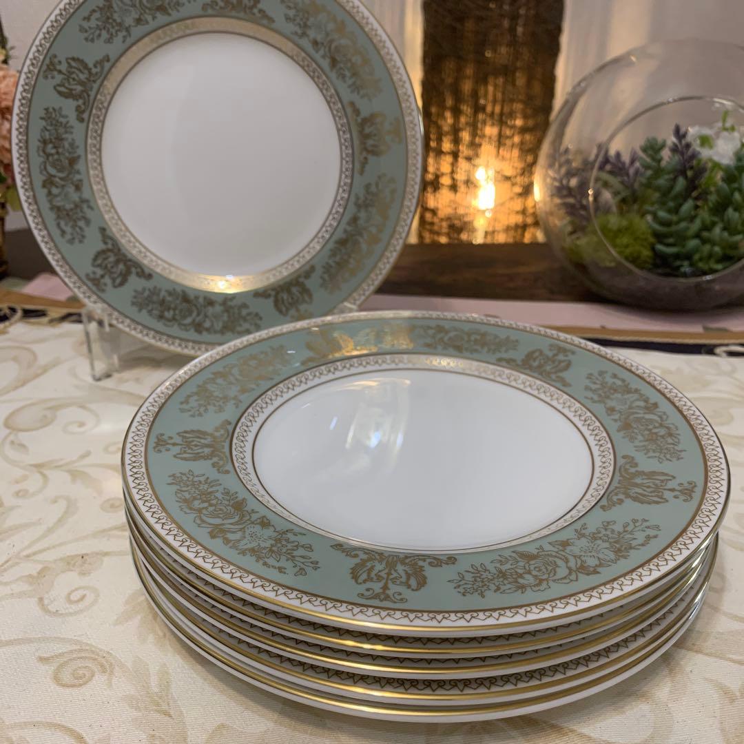 ウェッジウッド コロンビア　セージグリーン 17.5cmケーキプレート 6枚