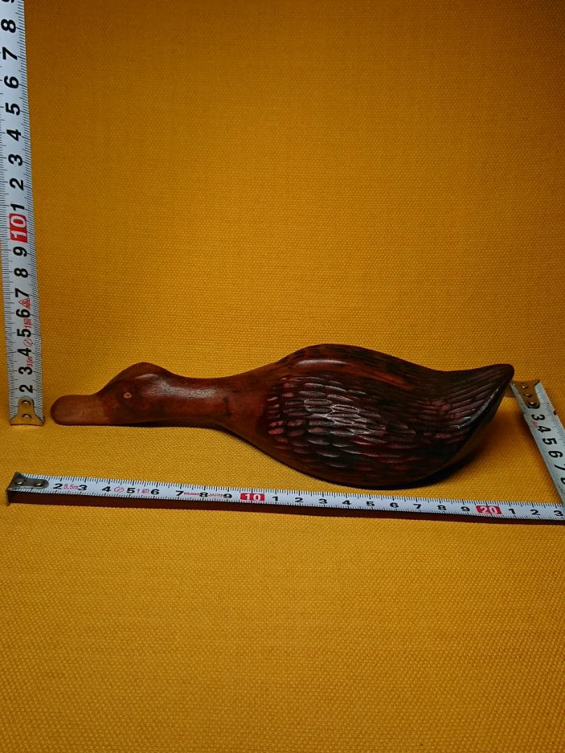 トリ　アヒル　カモ　木彫　オブジェ　置物　インテリア　工芸品　美術品　A1287