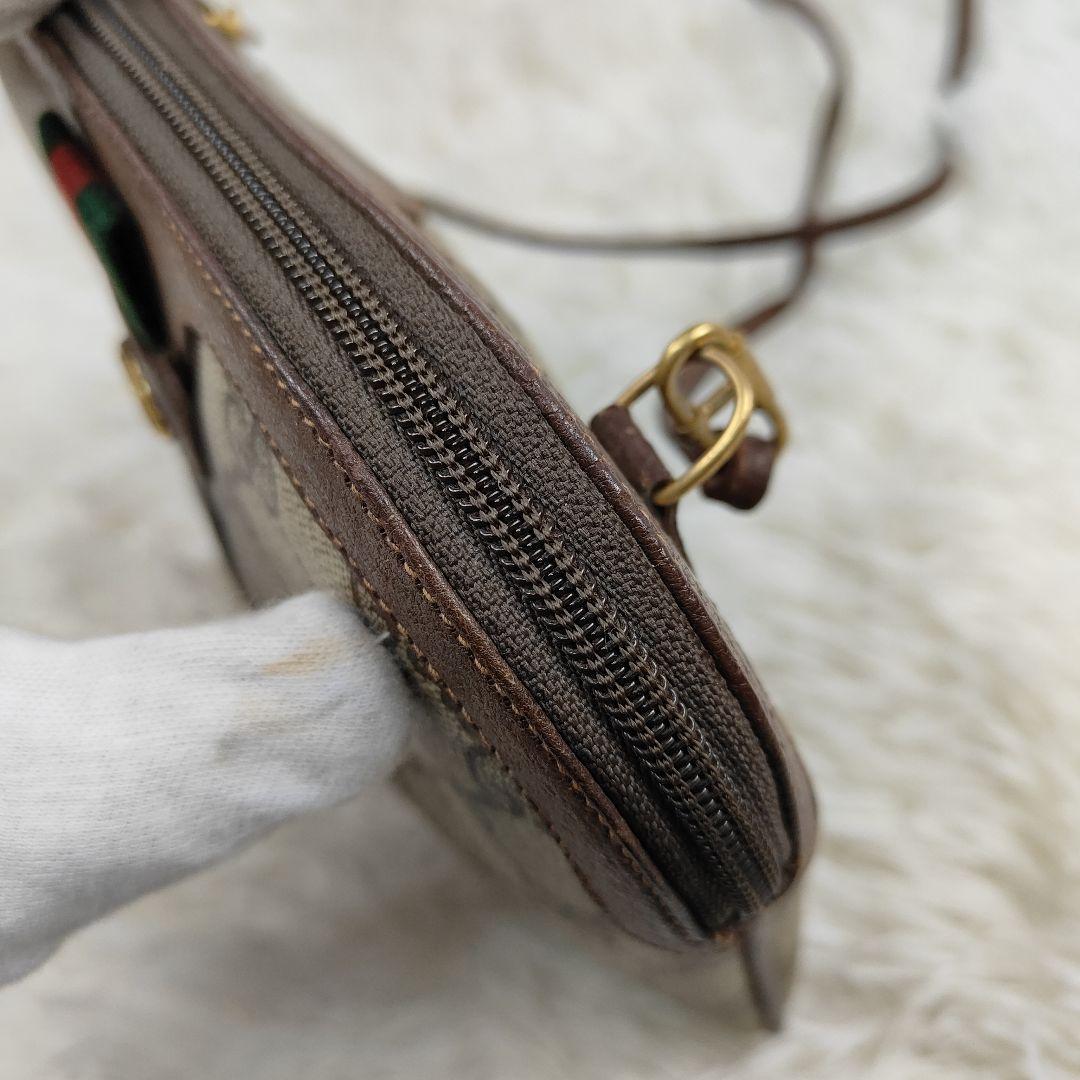 GUCCI　ショルダーバッグ　GGスプリーム　シェリーライン　PVC　レザー