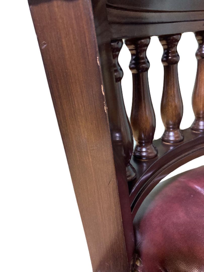 デスクチェア　チョコレートブラウン　レザー　キャスター　アンティークヴィンセント