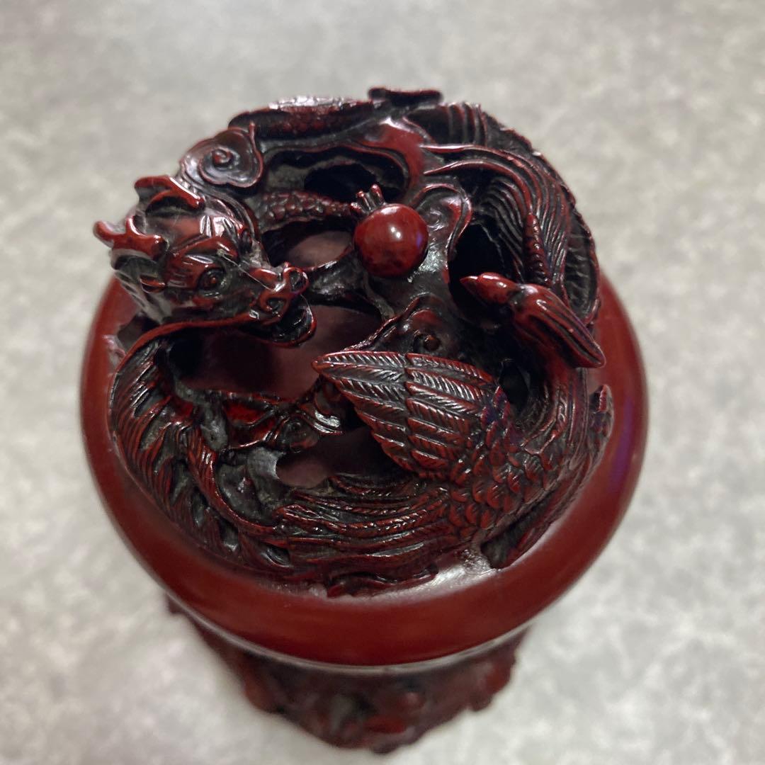 中国　工芸品　漆器　小物入　骨董品