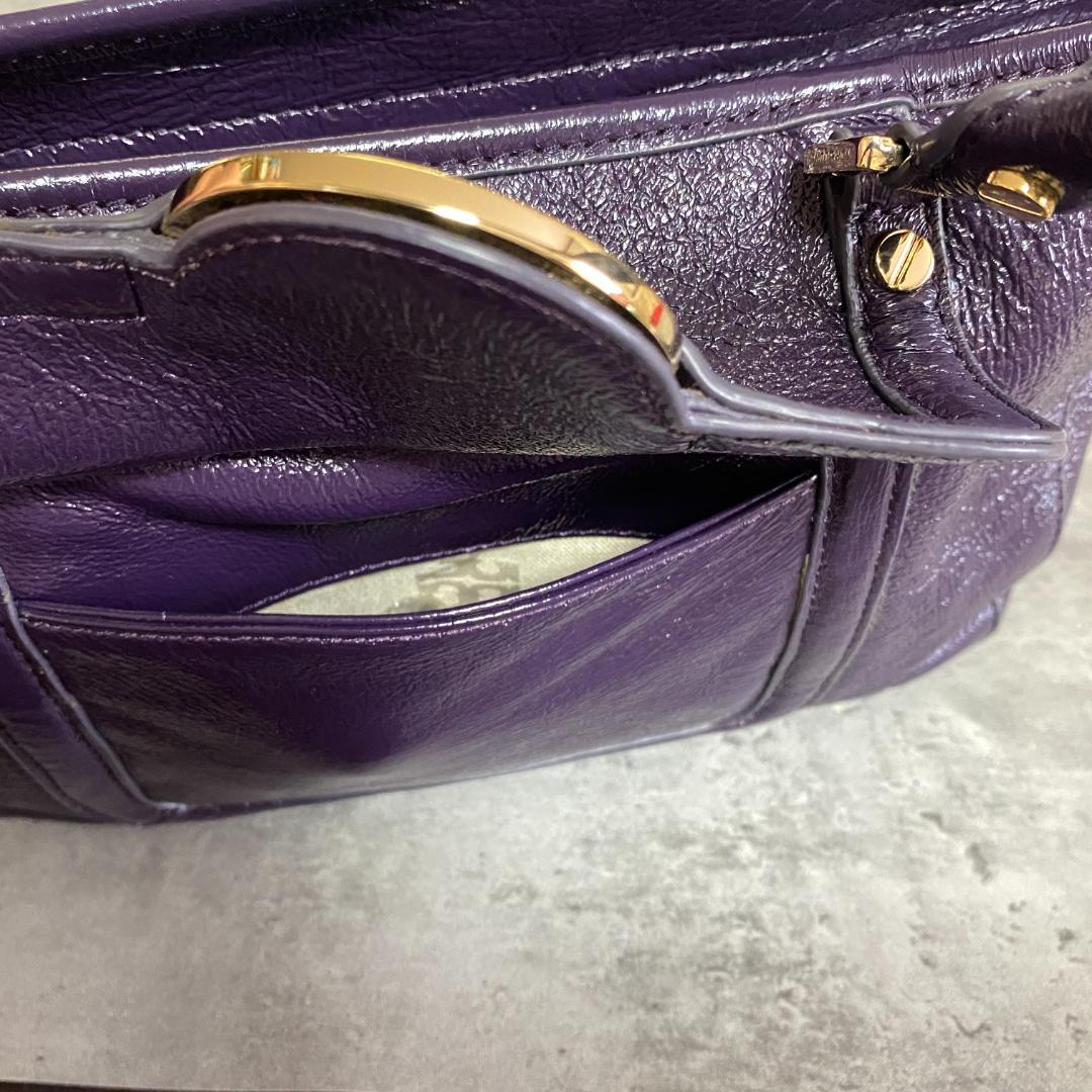 ✨極美品✨トリーバーチ アマンダ ハンドバッグ エナメル 紫 デカロゴ 希少色