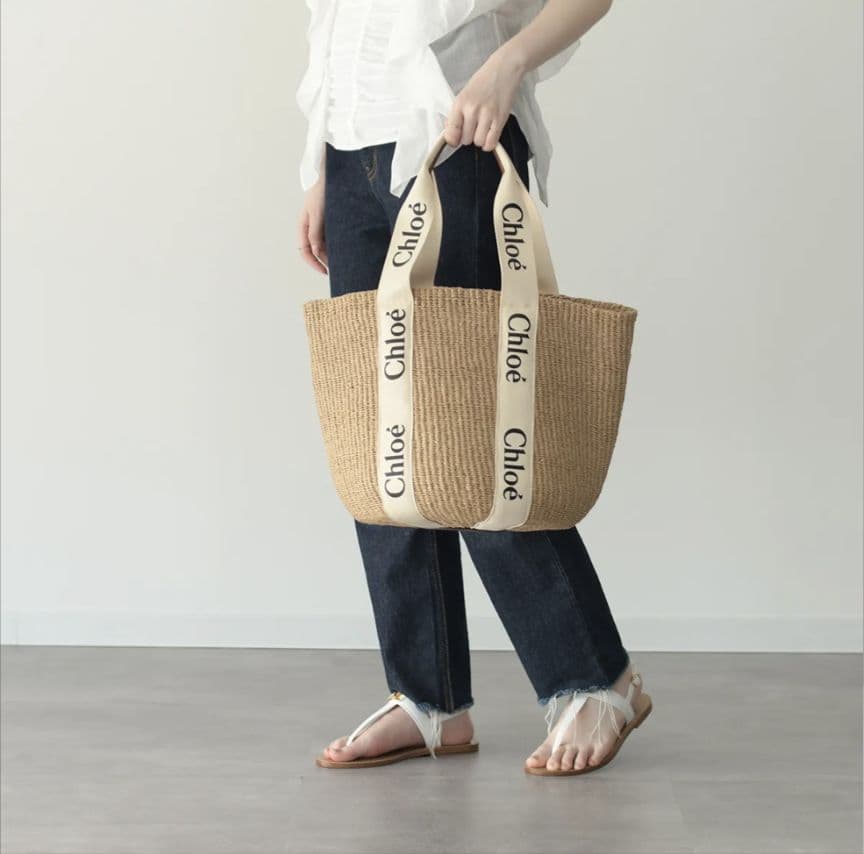 新品Chloe クロエ Woody ウッデイ ラージ バスケット バッグホワイト