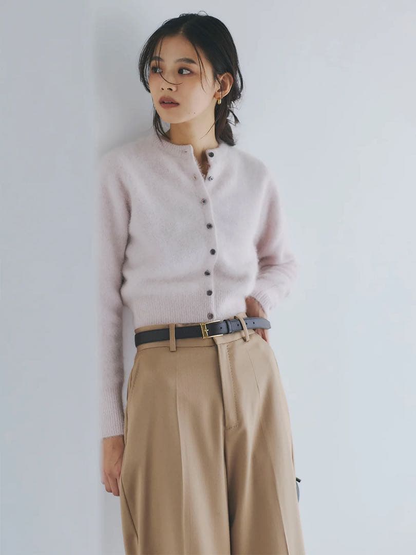 anuans アニュアンス ラクーンフォックスショートカーディガン ピンク