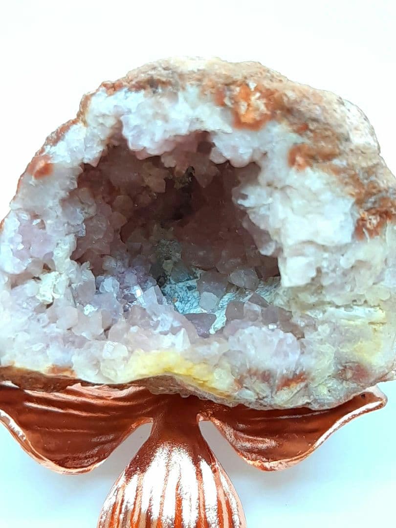 希少石　ピンクアメジスト　ジオード　原石　アルゼンチン産　カルサイト　フラワー