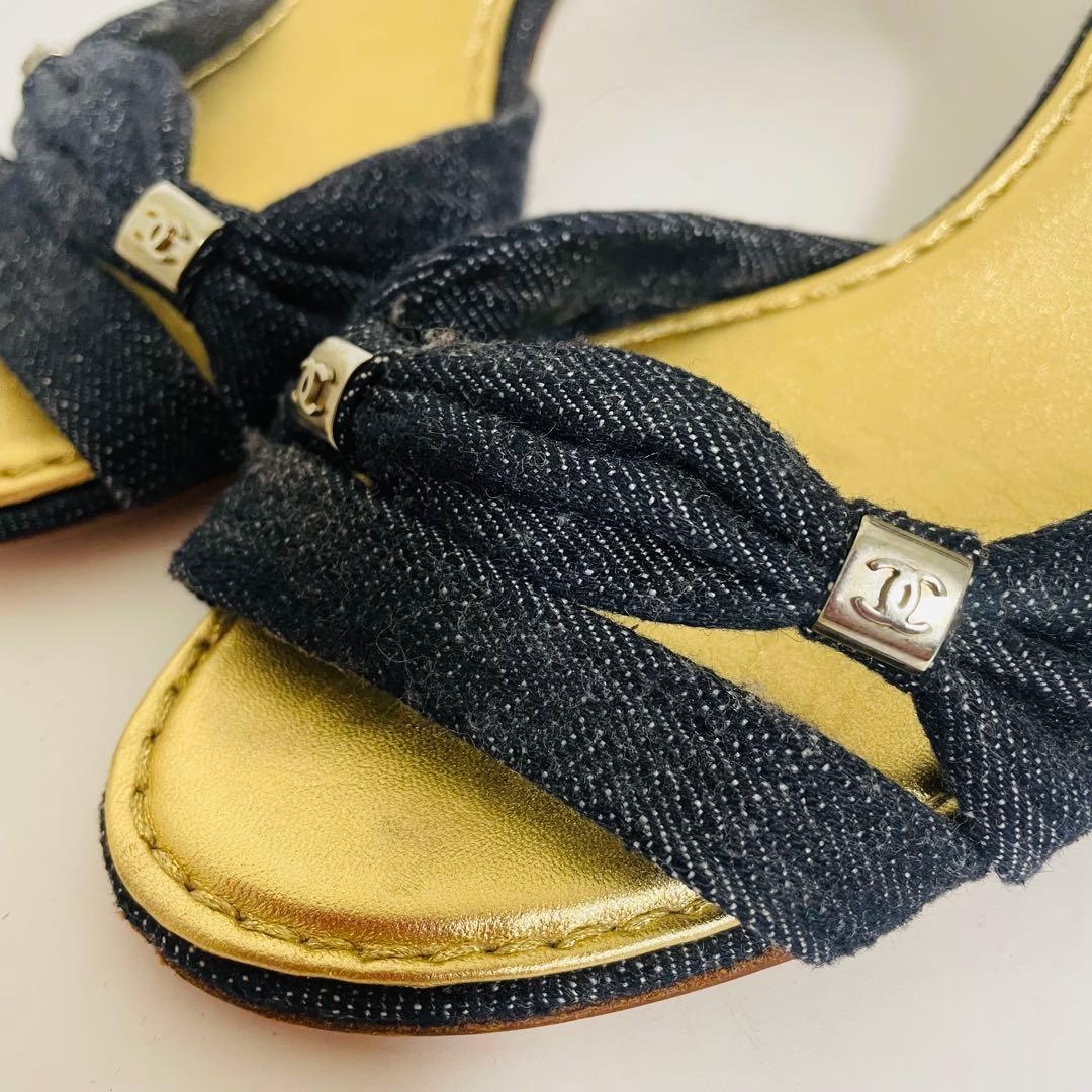 CHANEL デニムサンダル パンプス ヒール