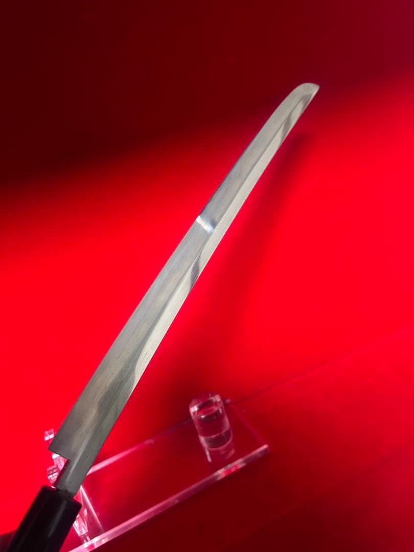 01594 包丁　先丸蛸引　尺一　玉鋼　両刃　刃文有り　墨流し　箱付　未使用品