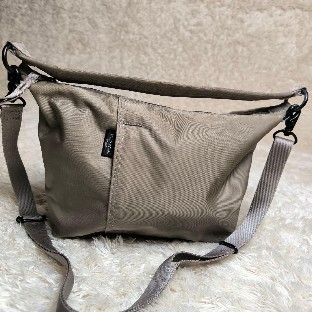 【極美品】ポーターガール シェル ショルダーバッグ グレージュ 肩掛け可