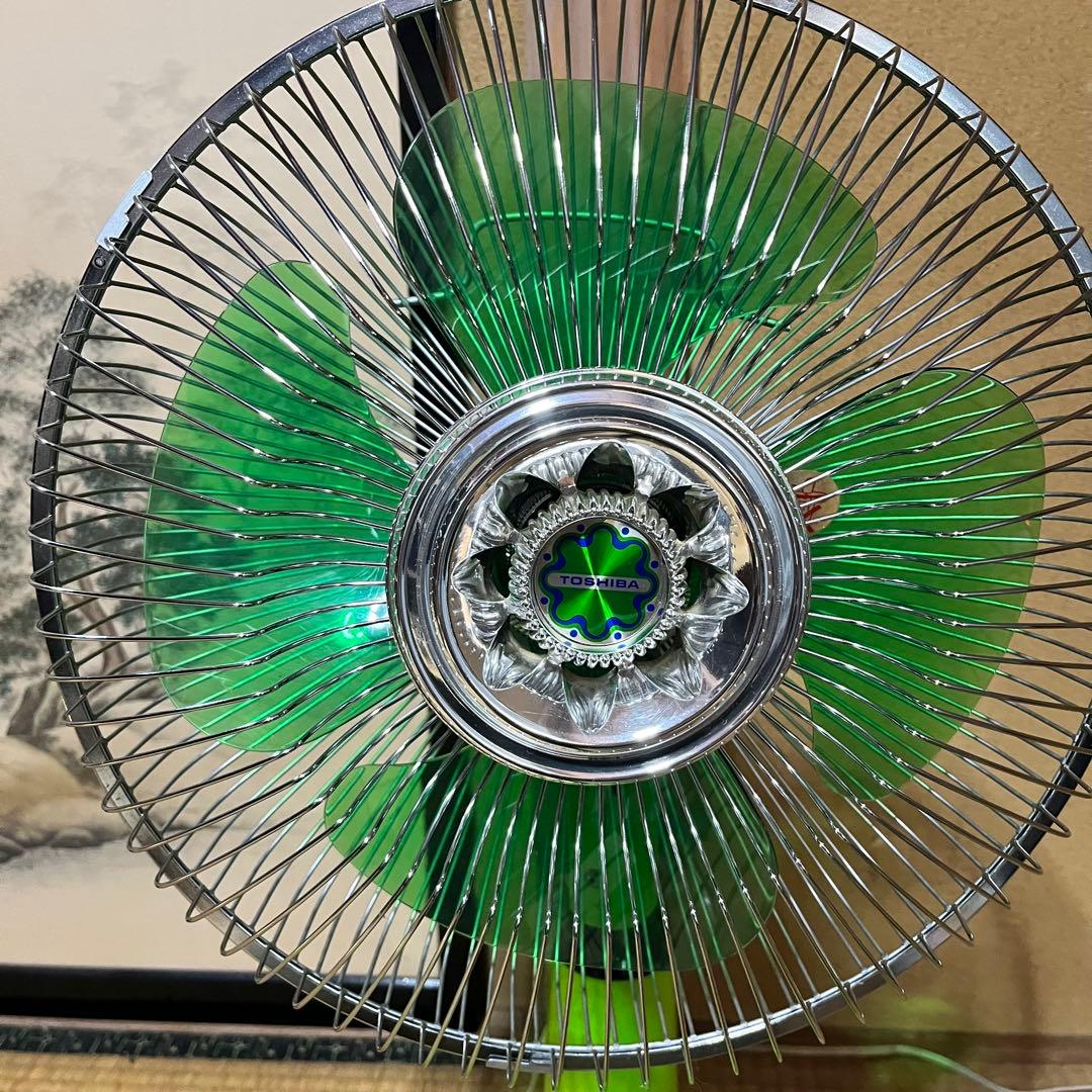 昭和レトロ　レトロポップ　グリーンファン　東芝扇風機　30cm 4枚ファン