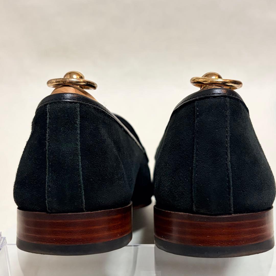 京都革靴老舗店EVANSオリジナル スエード スリッポン 黒 高級 ローファー