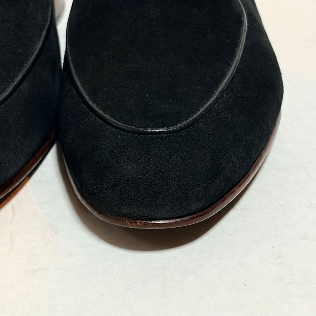 京都革靴老舗店EVANSオリジナル スエード スリッポン 黒 高級 ローファー