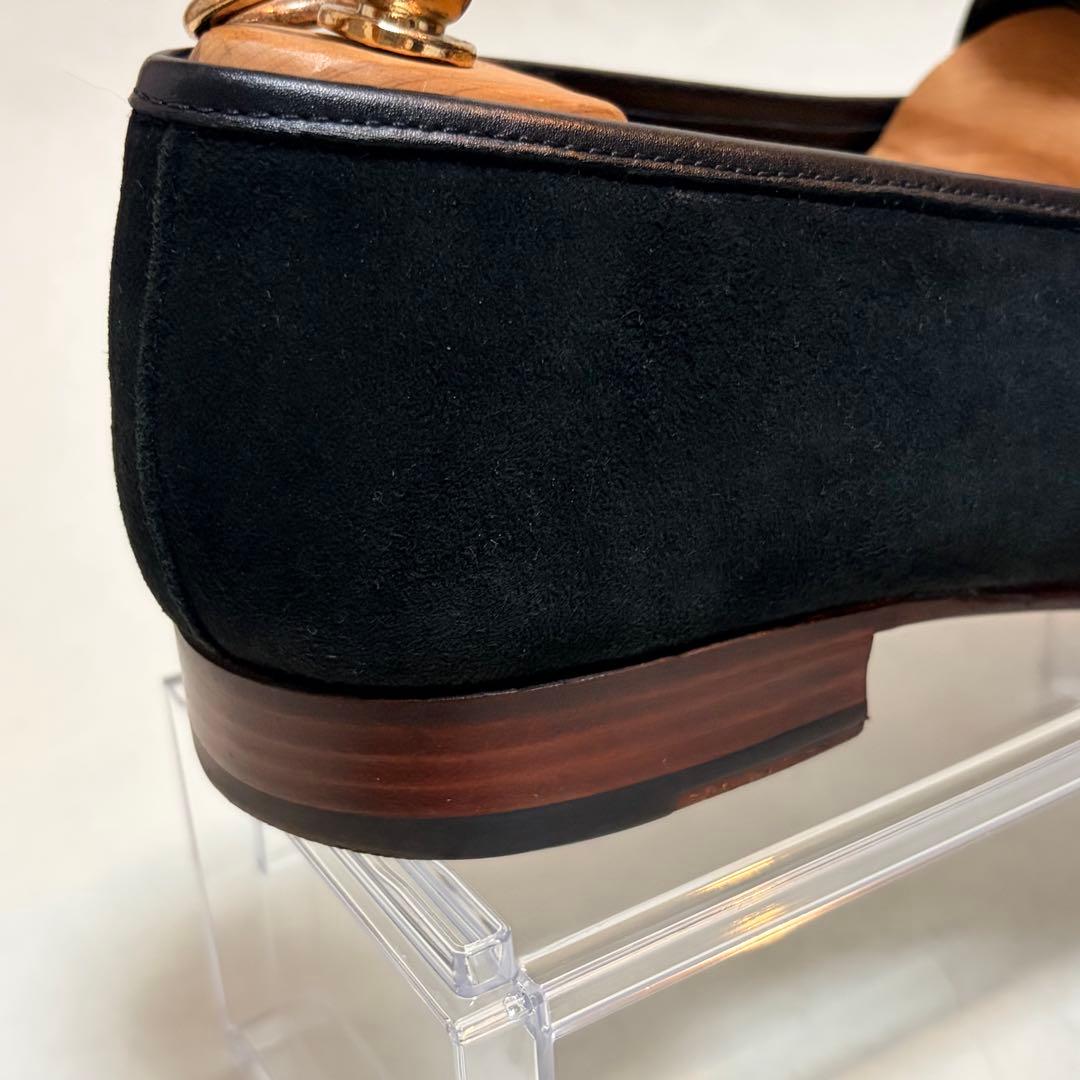 京都革靴老舗店EVANSオリジナル スエード スリッポン 黒 高級 ローファー