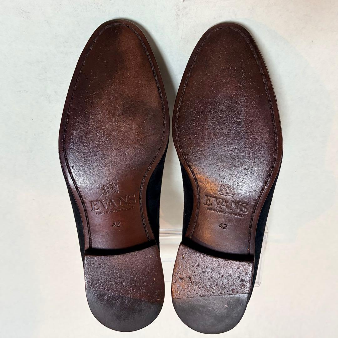 京都革靴老舗店EVANSオリジナル スエード スリッポン 黒 高級 ローファー