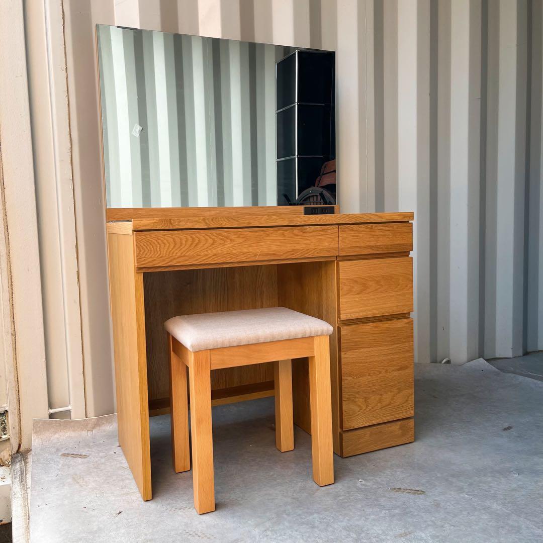 取付無料！高野木工 レッチェ80 北欧風ホワイトオークドレッサー 椅子付き✨