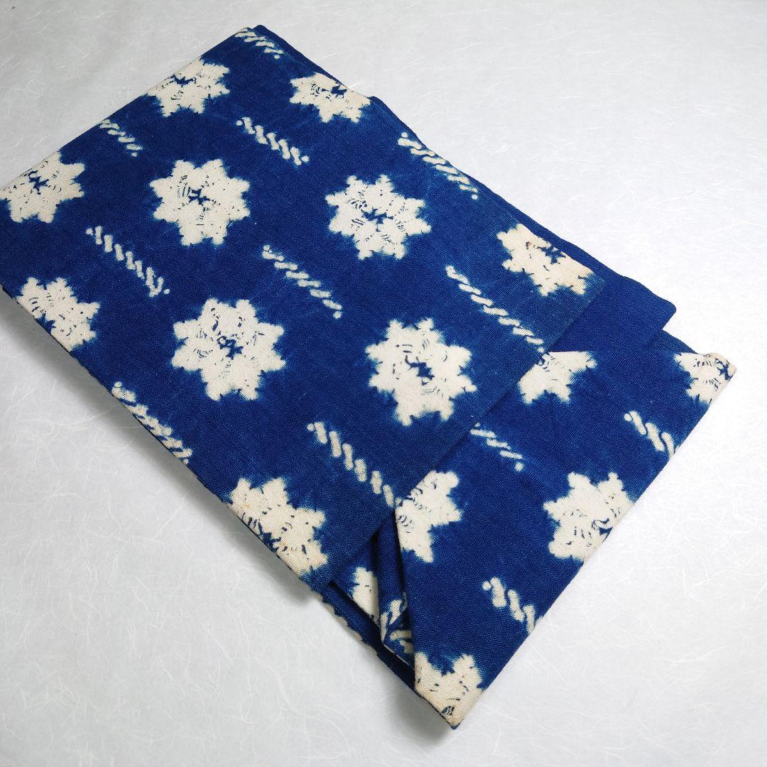 木綿 名古屋帯 藍染 絞り 工芸品 雰囲気あり 極上 逸品 訳あり