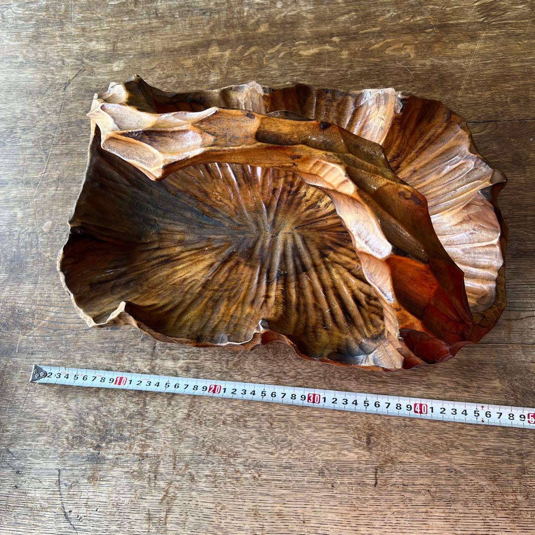 ヴィンテージ木製　バスケット　天然木　木彫り　木籠　オブジェ　インテリア