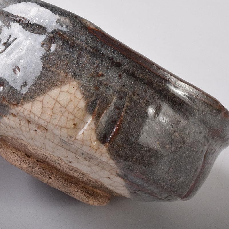 茶道具　鼠志野焼　升形茶碗　時代箱　V　R7989