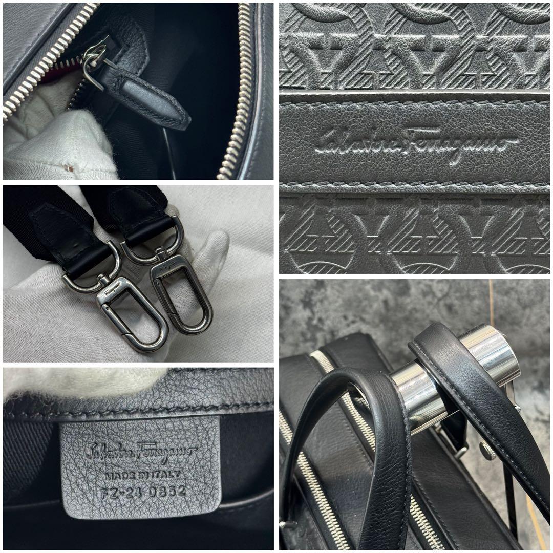 現行 極美品✨フェラガモ エンボス ガンチーニ ブリーフケース ２室 2way