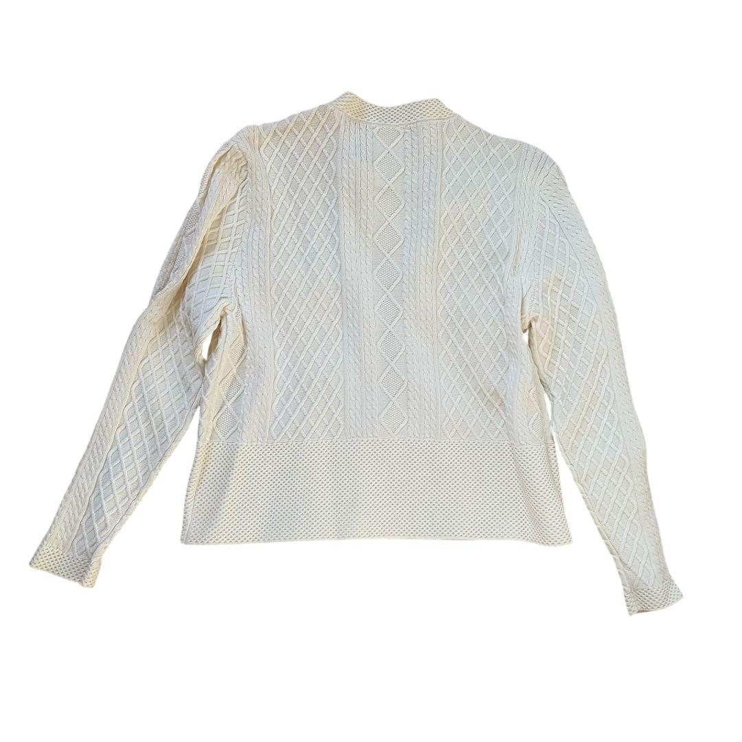 【美品】Sov. ソブ レーヨンナイロンダルケーブルニットジャケット 白