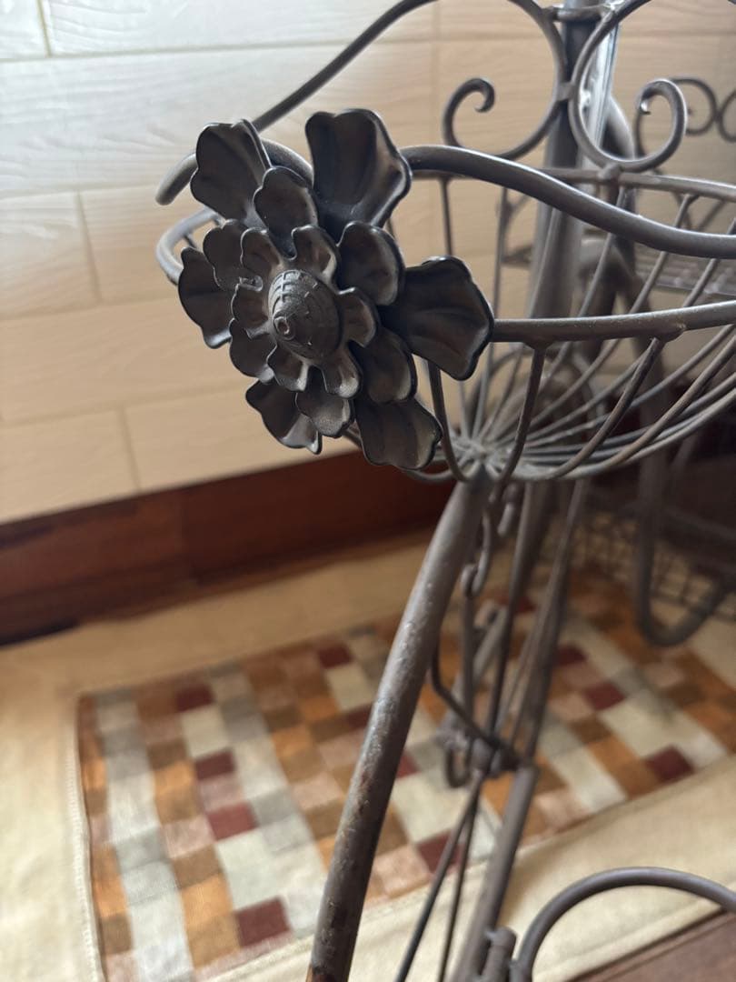アイアン三輪車　プランタースタンド　アンティーク　オブジェ　ガーデン　カフェ