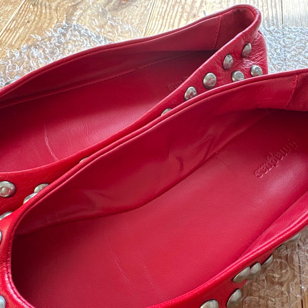 Gimaguas ギマガス　バレリーナシューズ 赤 レザー スタッズ 37