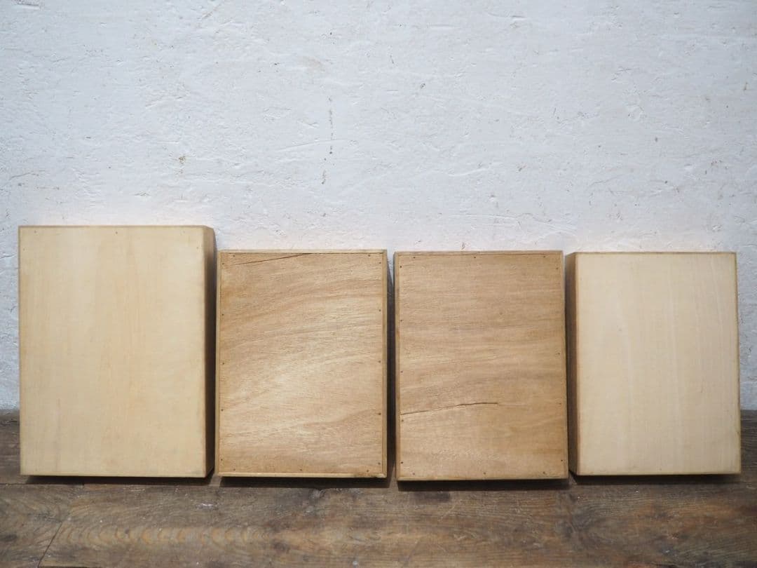 1390 ②蓋付 レトロな標本ケース(小3、大1)4個セット ガラスケース　展示