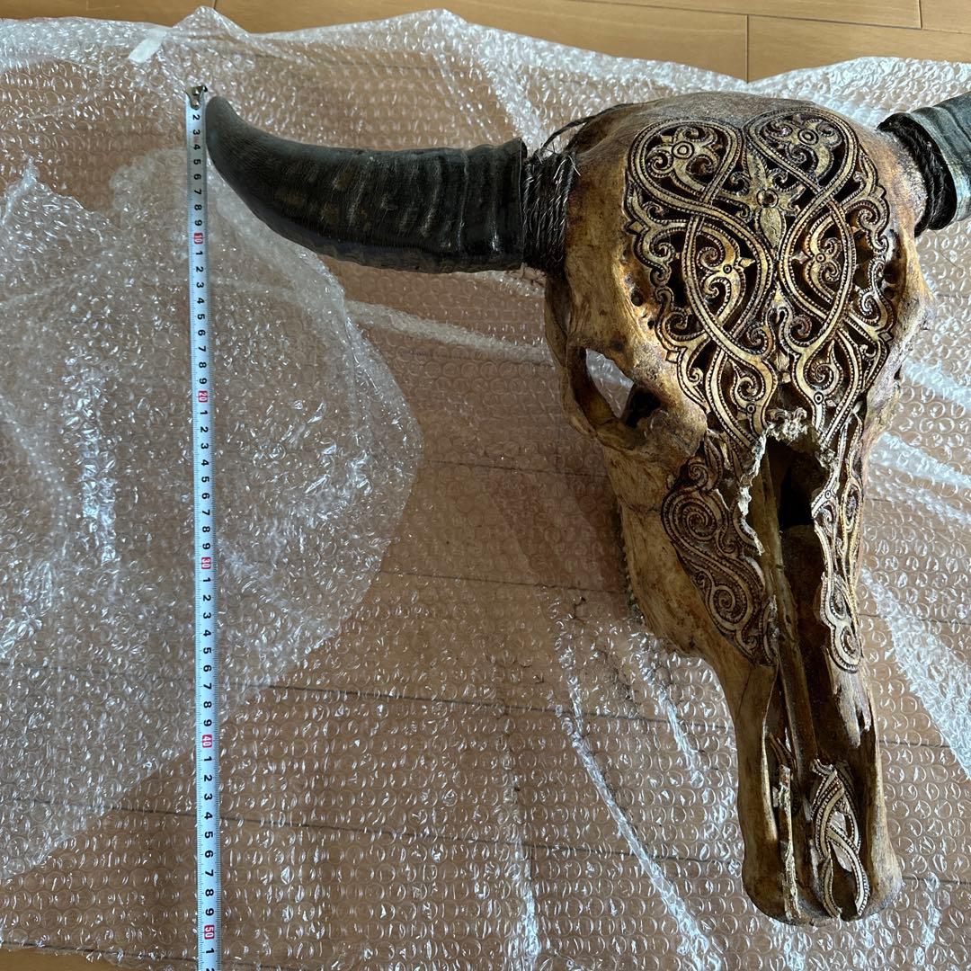 バッファロースカル　牛頭蓋骨　壁掛け彫像　カウボーイ　アメカジ