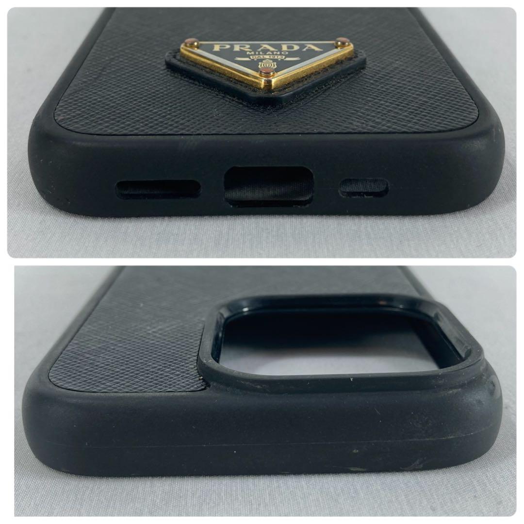 【美品】PRADA プラダ iPhone15PRO用ケース ブラック 三角ロゴ