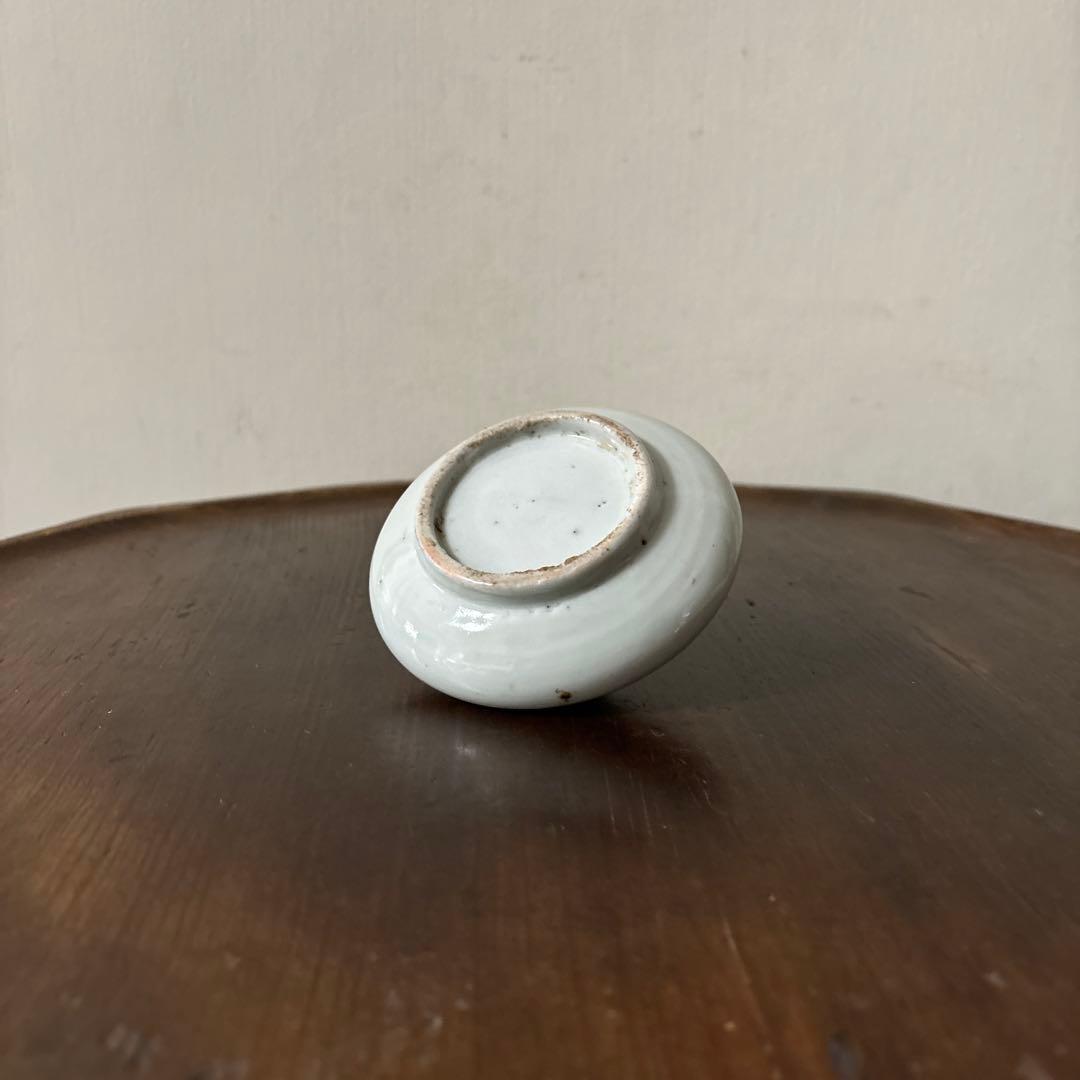 古伊万里染付タコ唐草笹紋様油壷　江戸時代　骨董　アンティーク　検:白洲正子　李朝