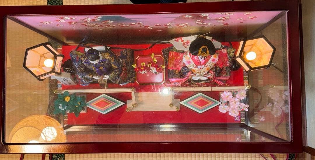 雛人形 ガラスケース入り オルゴール電気付き