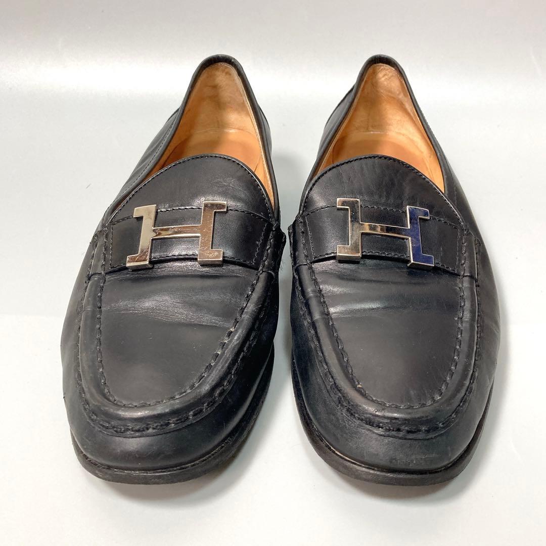 HERMES エルメス コンスタンス ローファー Hロゴ 革靴 37 1/2