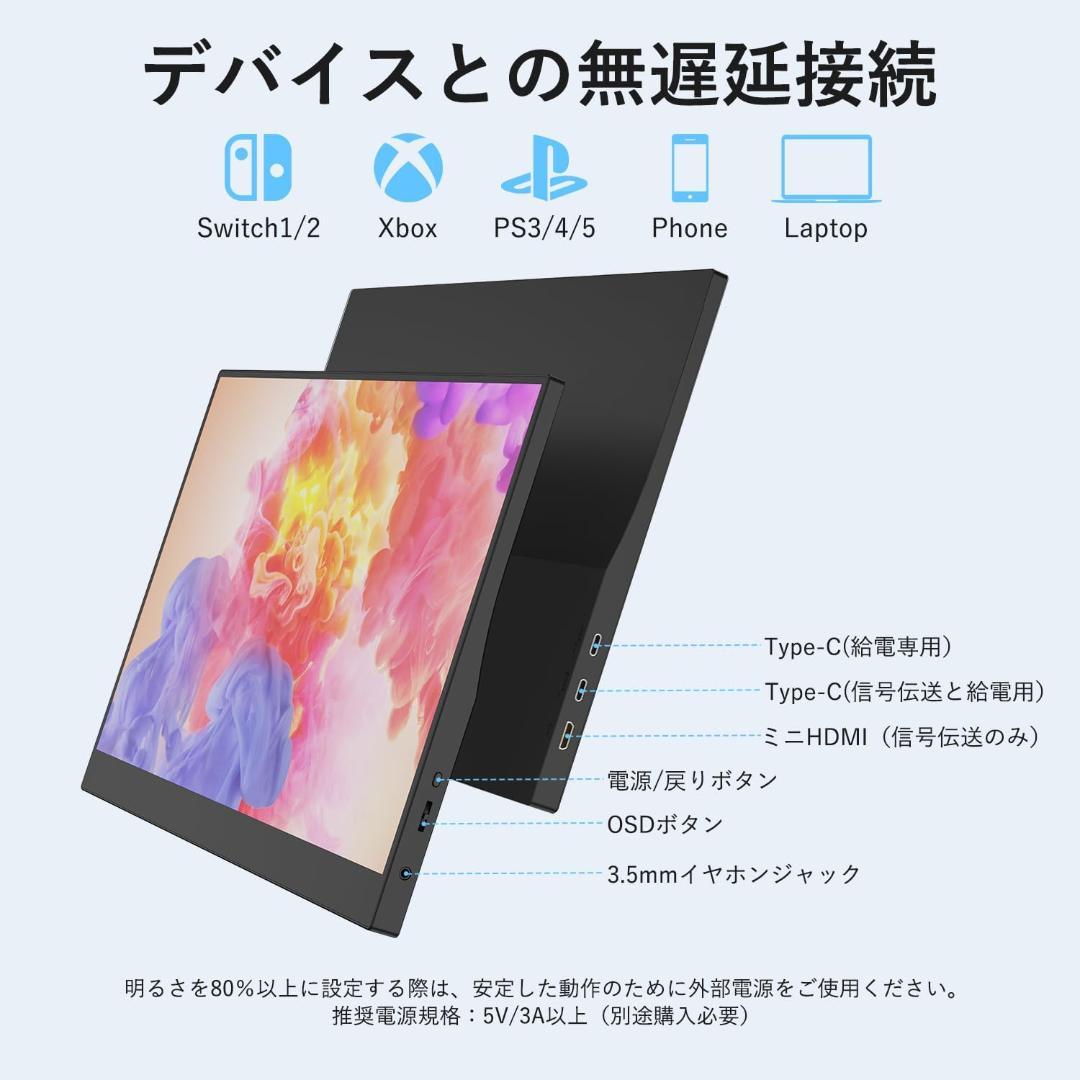 モバイルモニター タイプC1本 15.6インチ ディスプレイ 1920*1080