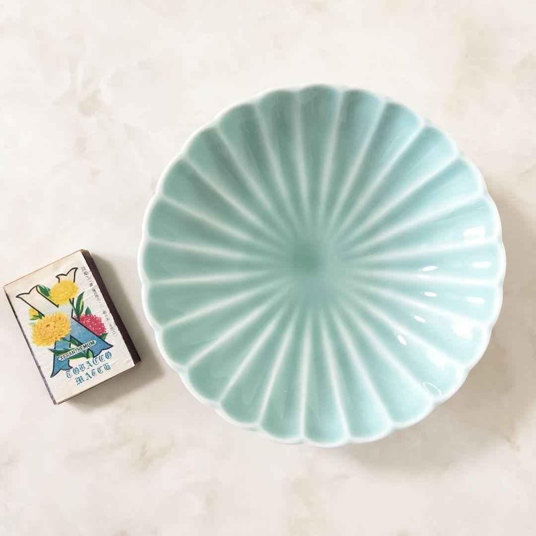 深川製磁 菊割小皿5枚セット 青磁 菊割小付揃 有田焼 菊型 小皿 和食器