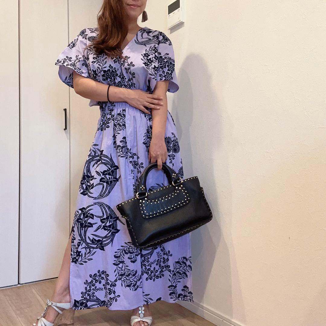 一点物　竺仙　浴衣　コーマ地　ワンピース ハンドメイド　ロング　着物　薄紫