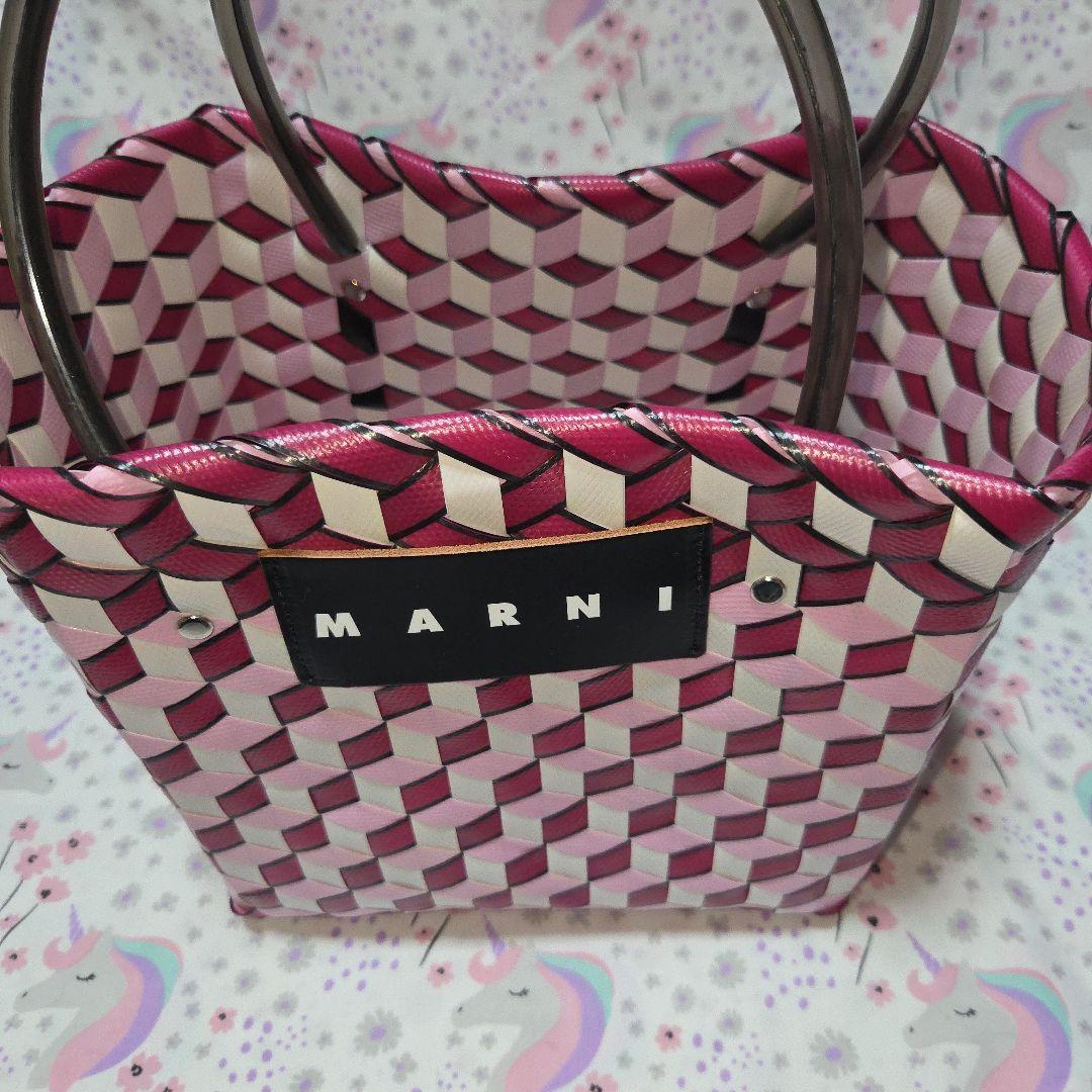 マルニ　マーケット　キューブウォーブン PVC　トートバッグ　ハンドバッグ