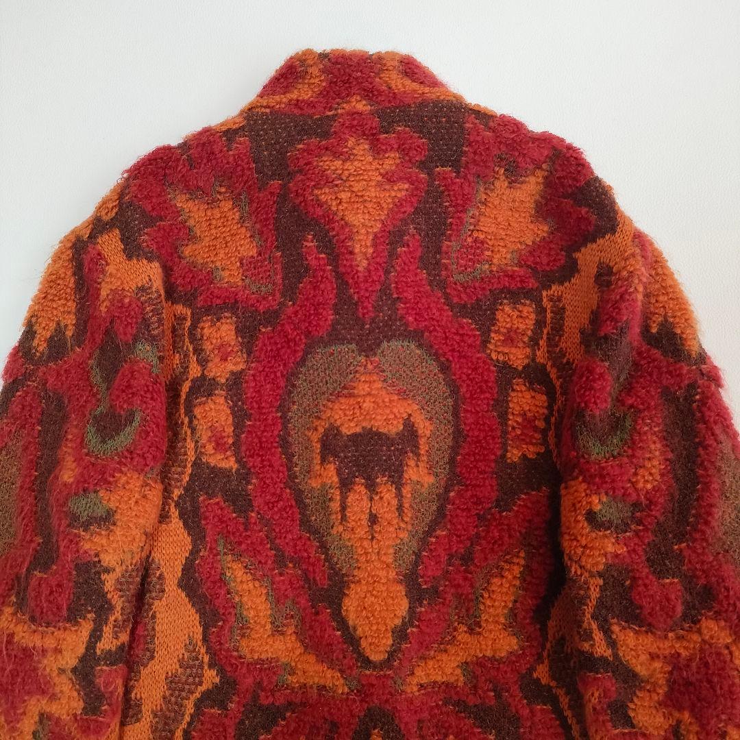 YUKIKO HANAI ウールニットロングコート　ジャガード　フラワー柄