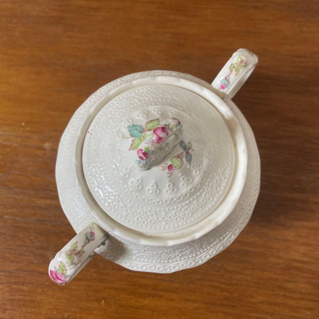 スポードジュエル　ビリングスレイローズ　蓋付きシュガーポット