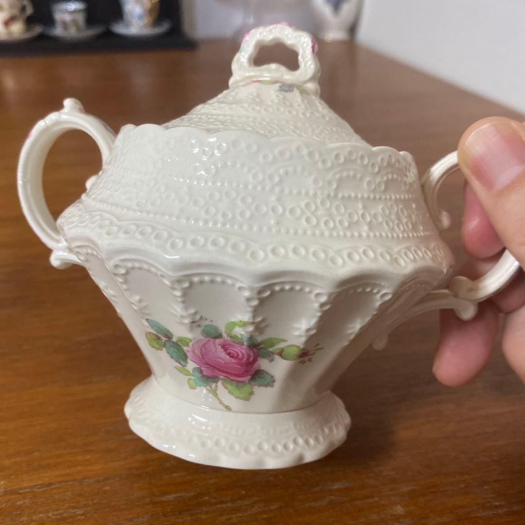 スポードジュエル　ビリングスレイローズ　蓋付きシュガーポット