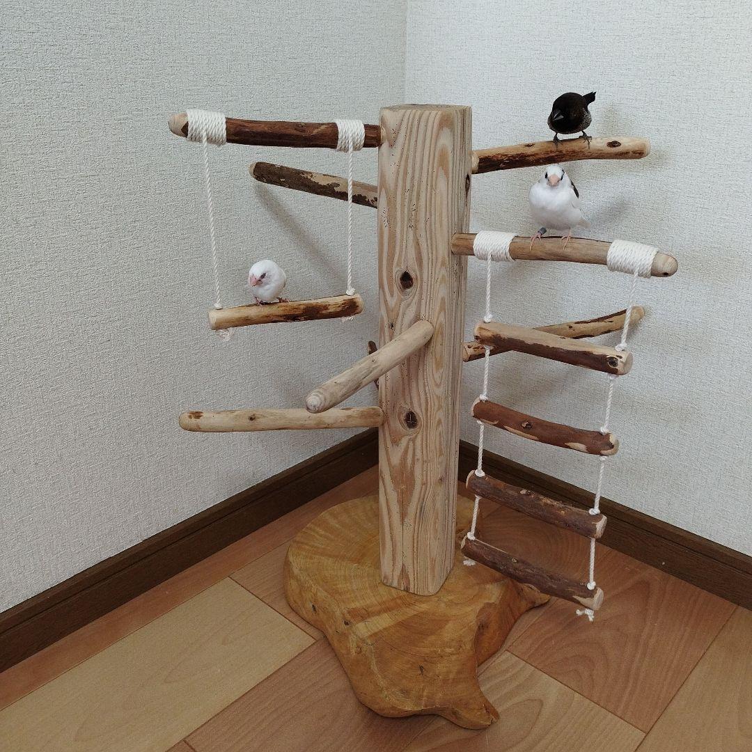 【中型鳥用】天然木バードアスレチック