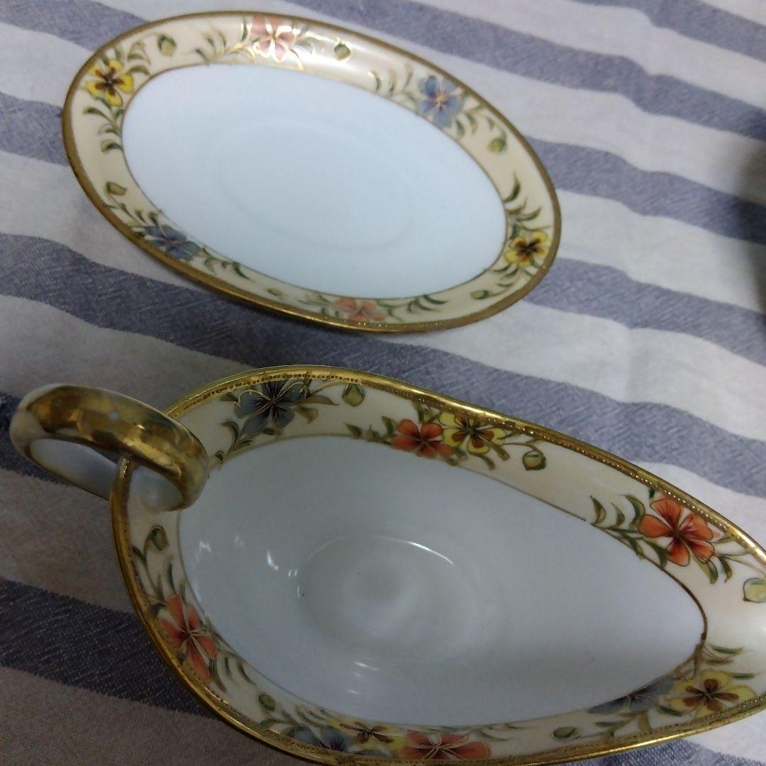 オールドノリタケ　アールデコ　フィギュリン　ローズ　ラスター　ポット　金彩　RC