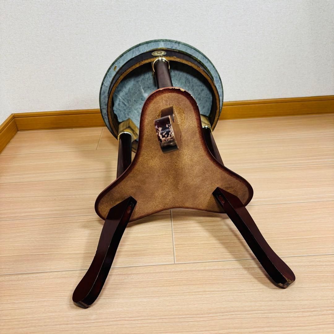 【美品】大理石天板 サイドテーブル 円形テーブル ナイトテーブル グリーン