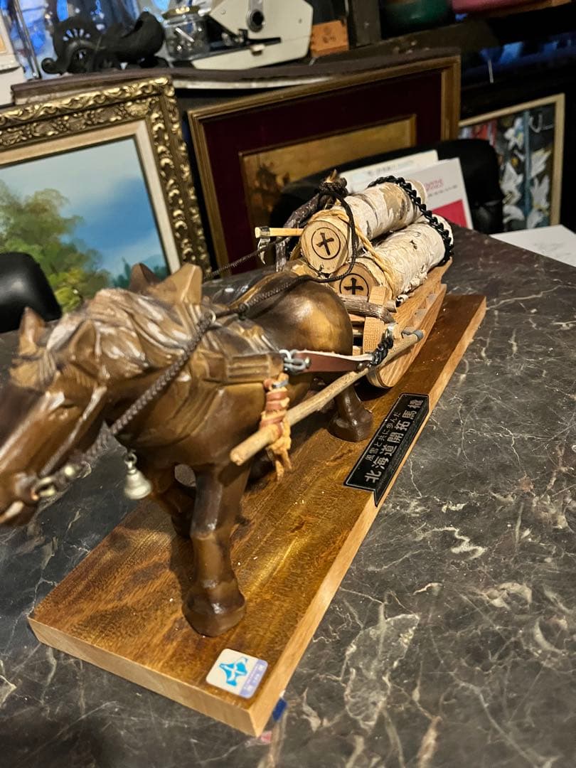 木彫り　馬そり、北海道開拓馬橇　 優良工芸品、風雪と共に歩んだ北海道開拓馬橇
