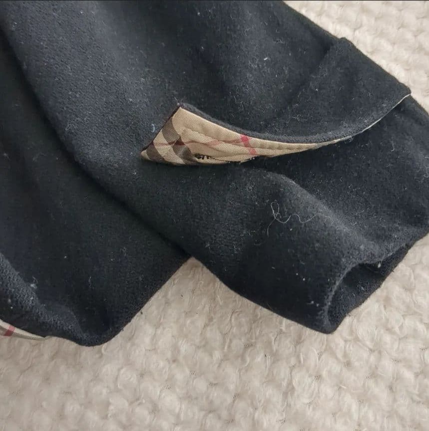 バーバリーロンドンウールPコート黒　ノバチェック　M