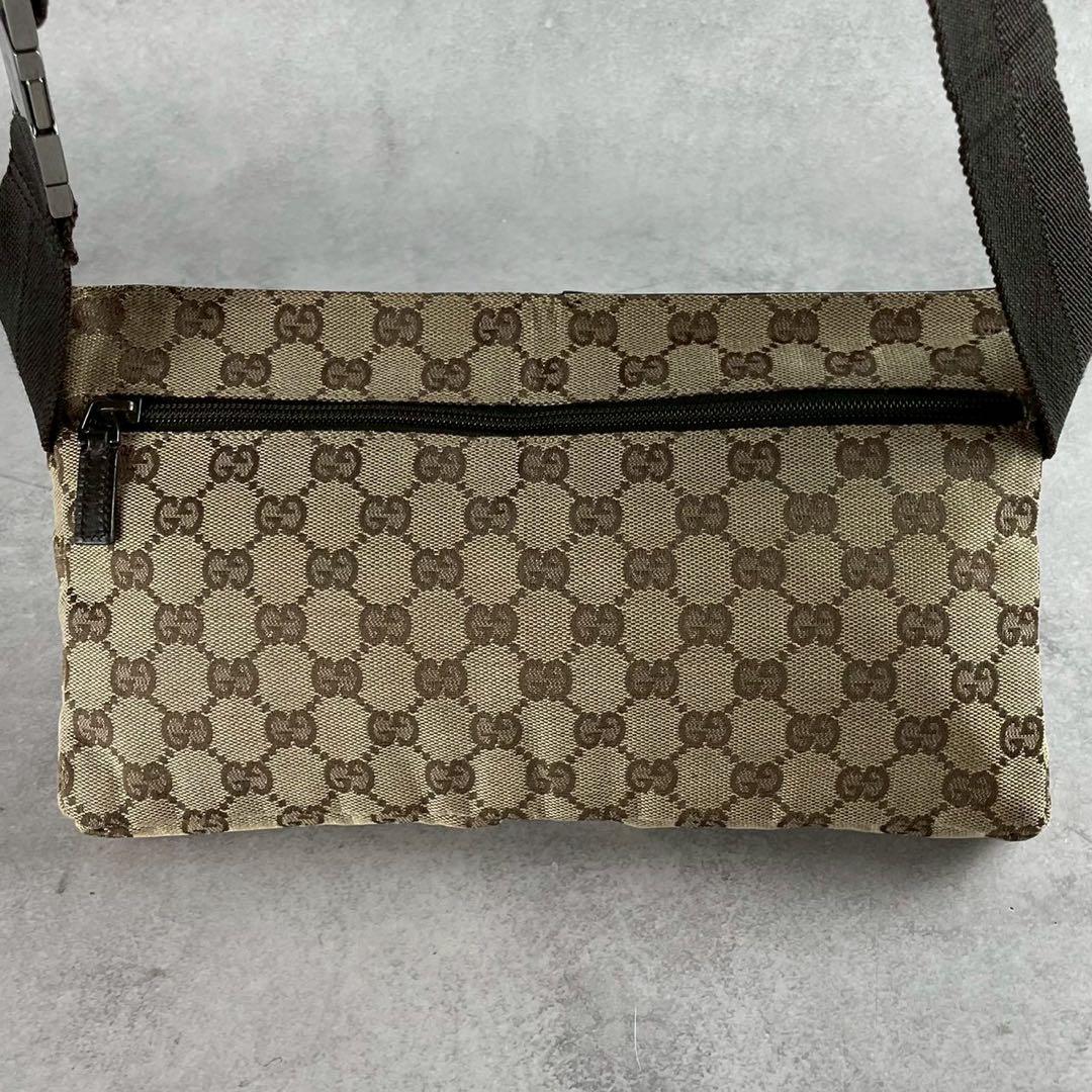 美品 GUCCI ボディバッグ GGキャンバス レザー ブラウン系 レディース
