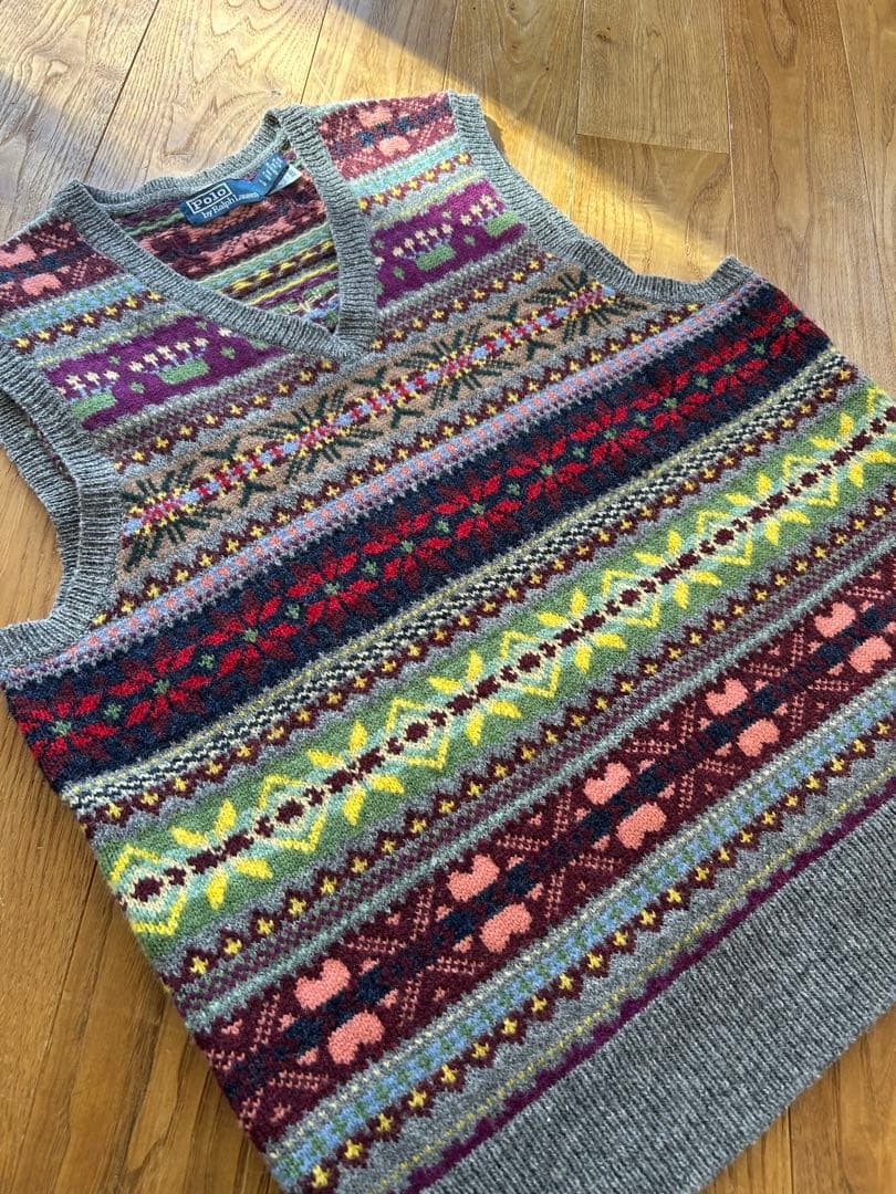 polo ラルフローレン　ニットベスト　フェアアイル柄