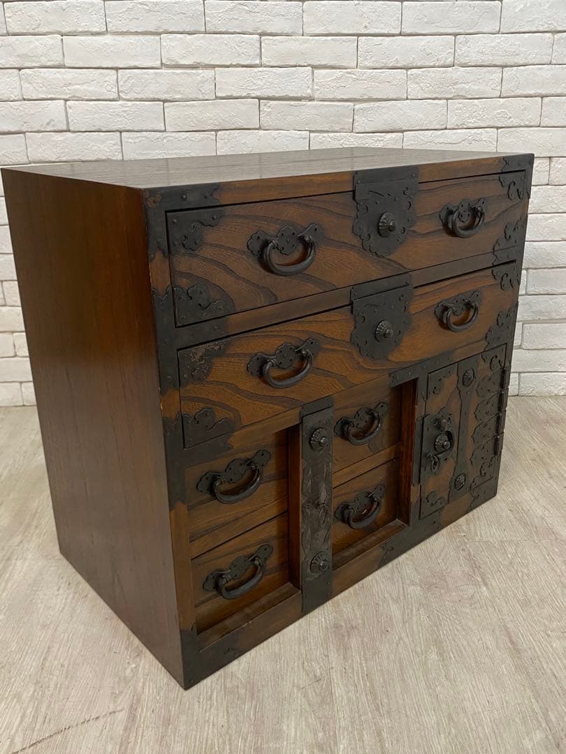 【東京都内23区配送無料】アンティーク　ミニ　箪笥　木製　引き出し　古道具　民芸