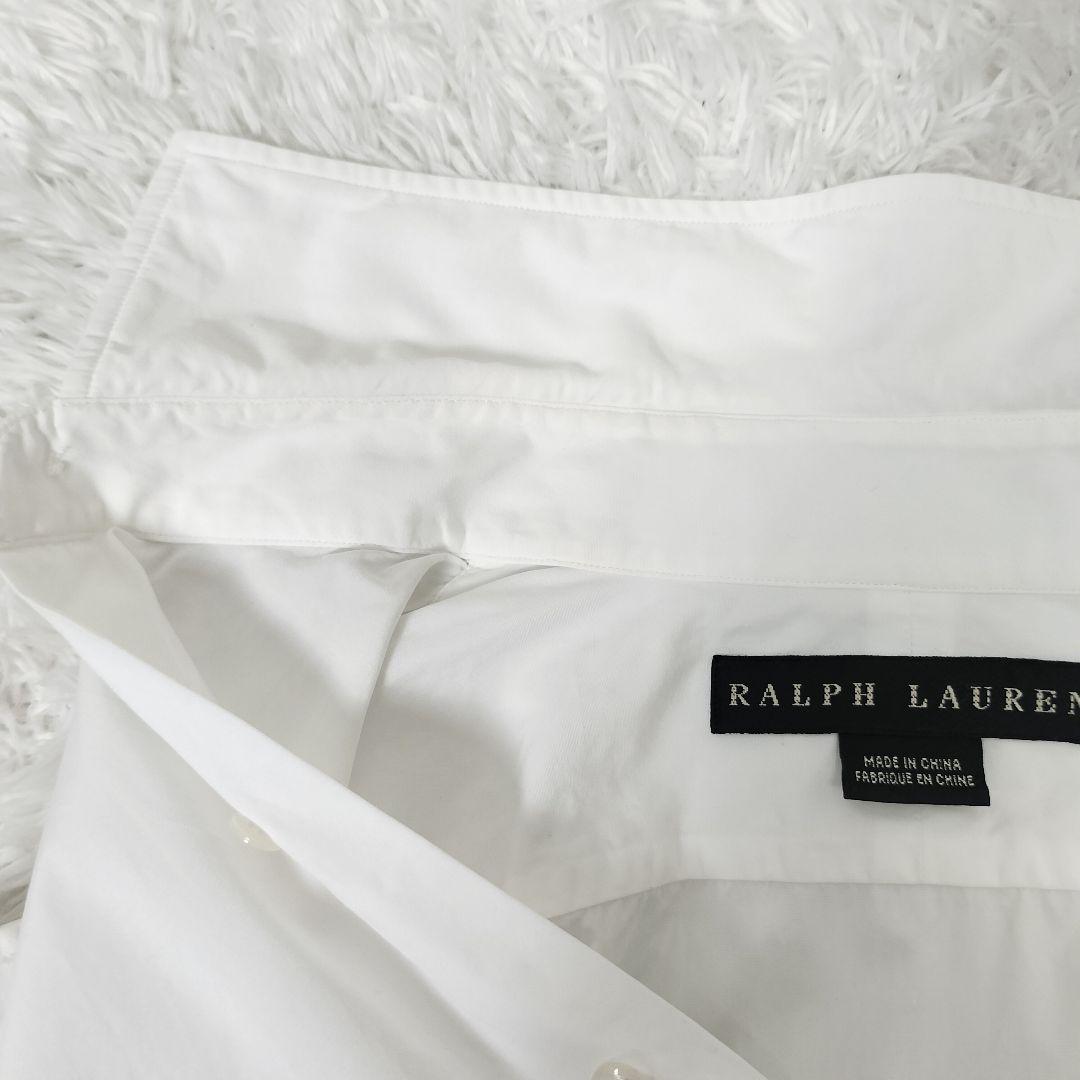 ラルフローレン ビッグポニー コットンシャツ ホワイト 刺繍 カラーキーパー